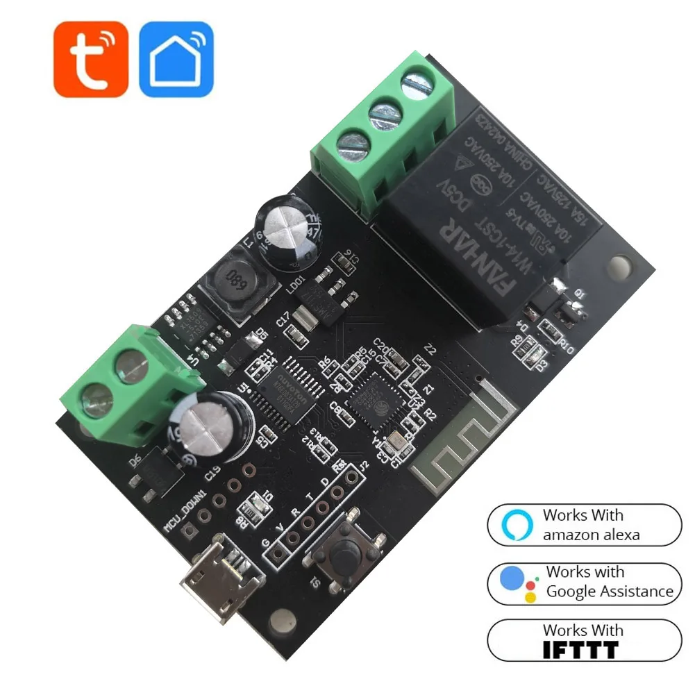 

WiFi Relay Tuya Smart Switch Module 12V Smart life APP Remote Control Timer DIY Inching Self-Locking Work with Alexa Google Home