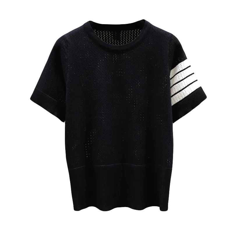 

plus size L-4XL spring Summer o Neck Knitted Pullovers Women loose basic Sweater Stripe Color Jumpers female sweater top