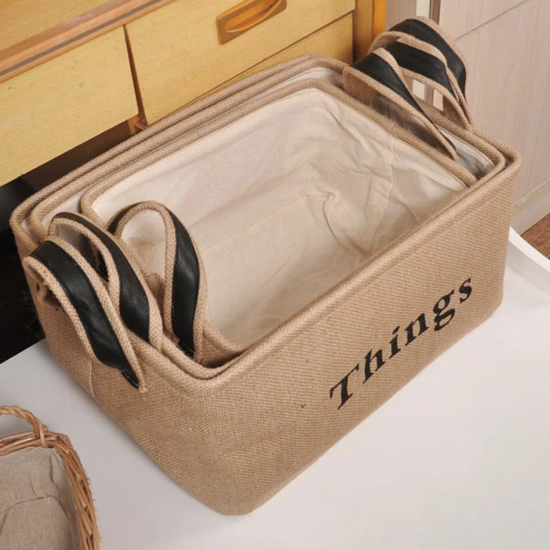 Джутовая корзина для хранения складной органайзер плетеная корзины белья с