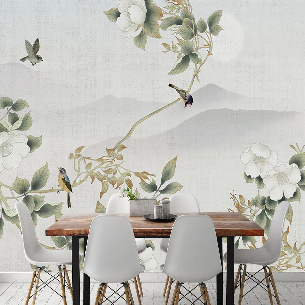 Украшение текстильные обои Новый китайский стиль ручка Цветок Птица дальние