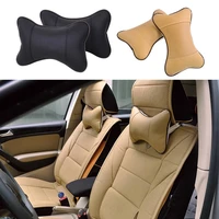 1pcs car seat pillow headrest driving head neck breathable automobile pillows rest pad interior pu leather