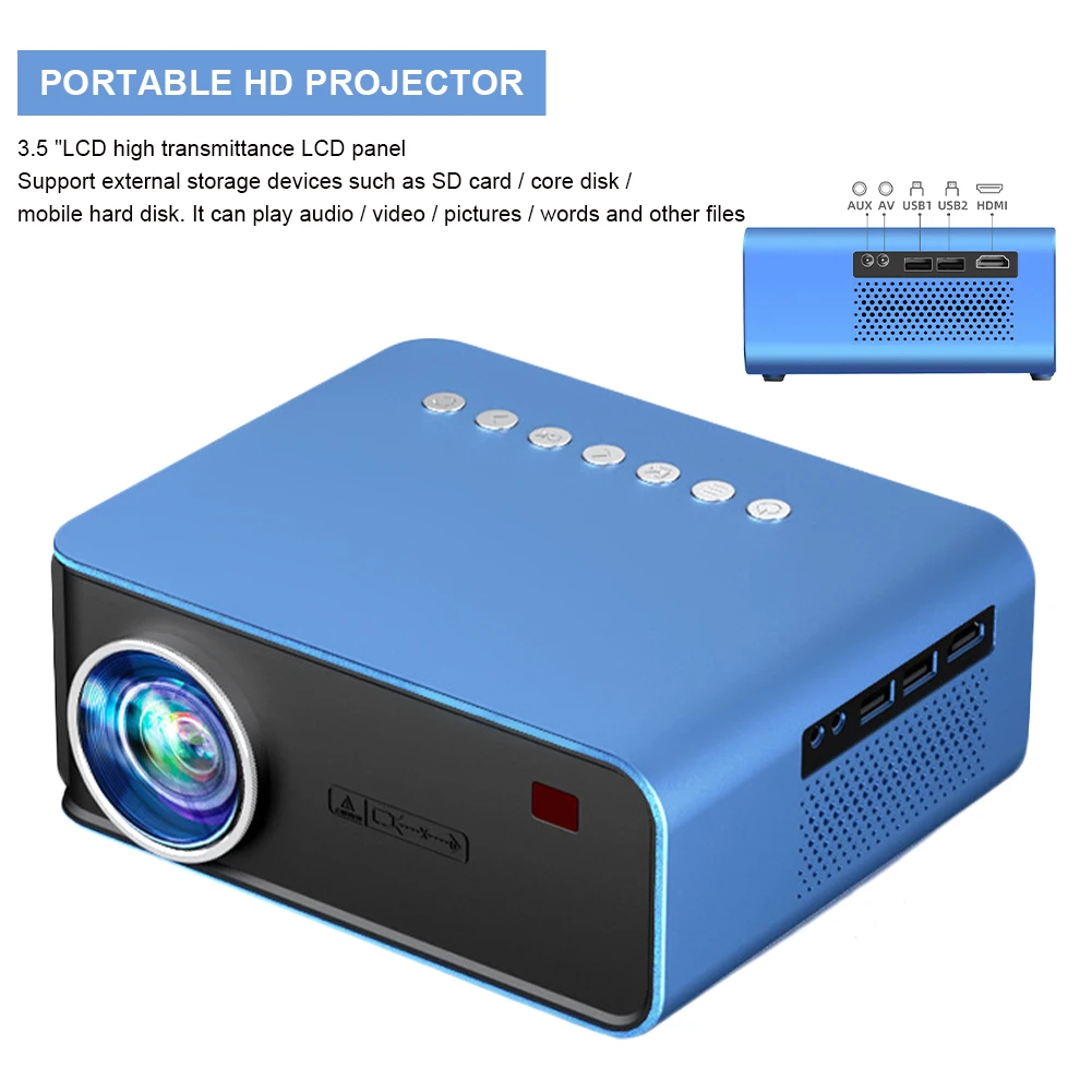 

Mini LCD Projector with 1024*600P Resolution Portable 4500 Lumen HD Theater Media Player with Hi-Fi Speaker Keystone Correction