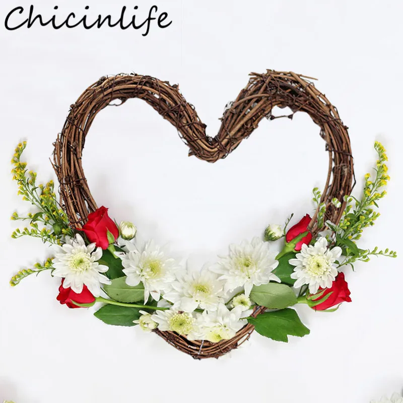 Chicinlife 1 шт. в форме сердца из ротанга венок гирлянда DIY ремесла Свадьба День