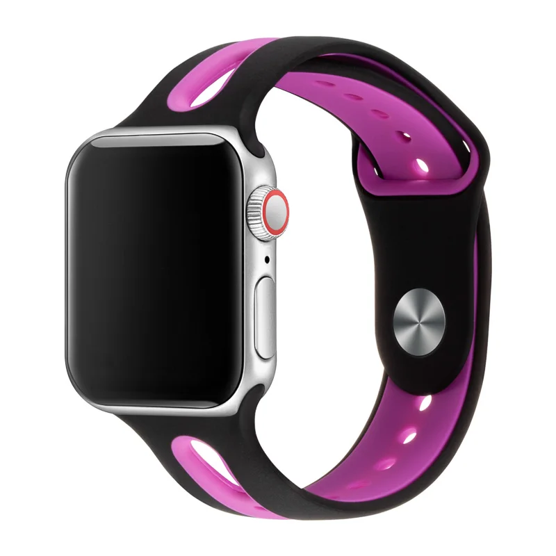 Ремешок для наручных часов для Apple Watch, ремешок 42 мм, 38 мм, Версия 44 мм 40 мм ремешок силиконовых наручных часов Iwatch, ленты для наручных часов Apple Watch, Series4/3/2/1 81003 - Цвет ремешка: 7