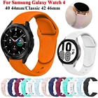 Ремешок силиконовый 20 мм для смарт-часов Samsung Galaxy Watch 4 40 44 мм, классический браслет для наручных часов Galaxy Watch Active 23 41 мм