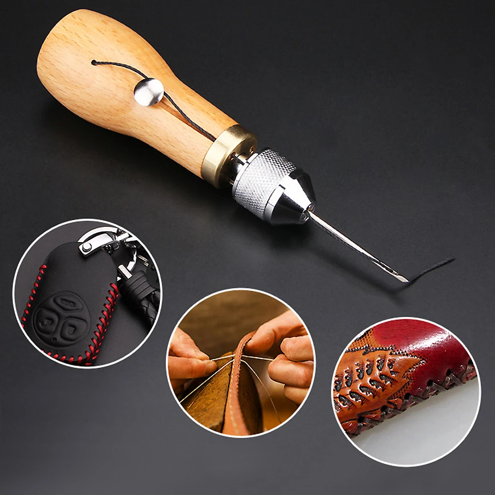 

DIY Speedy Stitcher Sewing Awl Tool Kit Leather Sail Waxed Thread Leather Sail Canvas Heavy Repair Leather Sewing Tool