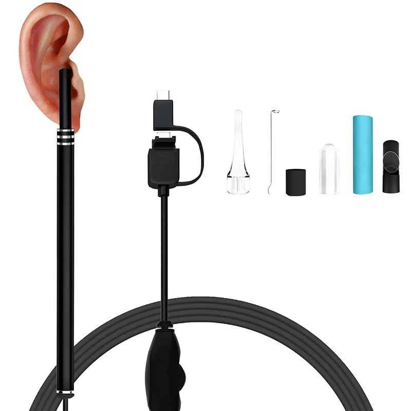 

Medical Ear Pick Cleaner Endoscope Spoon Mini Camera Wax Removal Visual Mouth Nose Otoscope Support Android Inspection Health