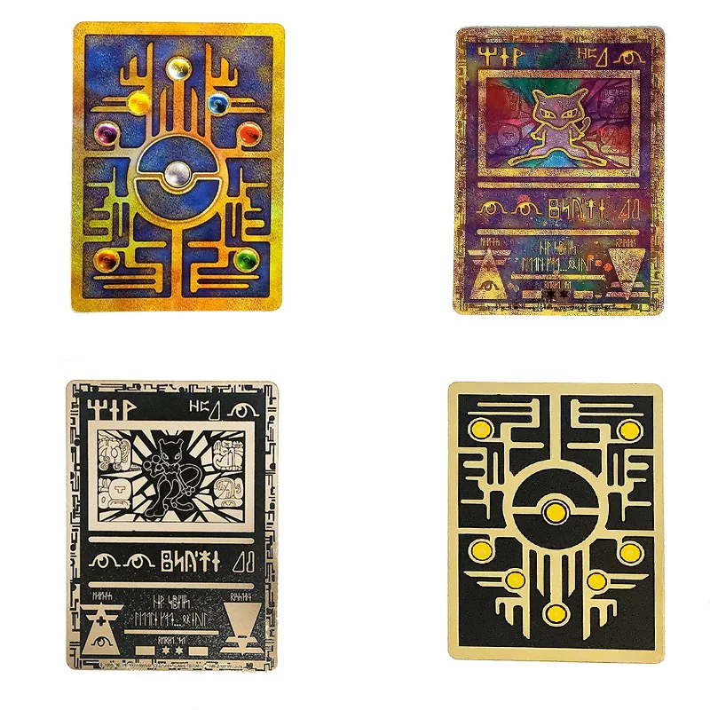 

Pokemon Old Mew Charizard Mewtwo Pikachu black gold color Metal Collection Card