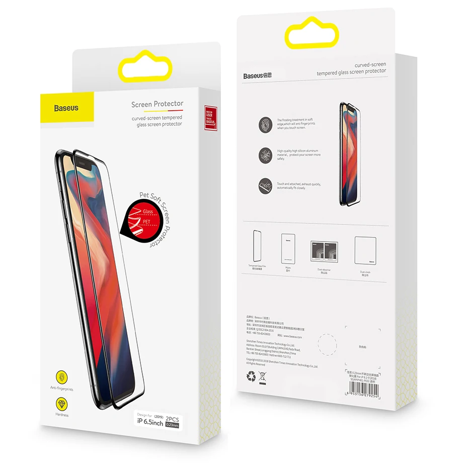 Baseus 0,23 мм полноэкранная защита для iPhone 11Pro Max, ультратонкое закаленное стекло с полным покрытием для iPhone 11, стеклянная пленка