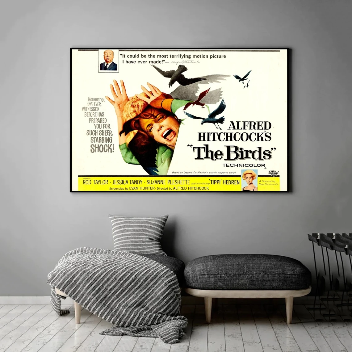 

The Birds (1963) Poster American Natural Horror-Thriller Film Wall Decor Alfred Hitchcock Print Rod Taylor Tippi Hedren Art Gift