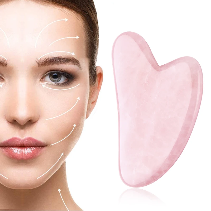 

Rose Quartz Jade Stone Massage for Face Gouache Scraper Face Guasha Plate Facial Skin Lifting Jade Gua Sha Beauty Tool Skin Care
