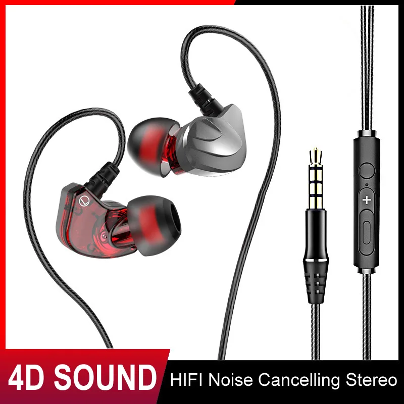 HIFI Noise Cancelling Stereo Earphones 3.5mm Sound Sport Headset Gaming Wired Heavey Stereo For Xiaomi Huawei Samsung Laptop