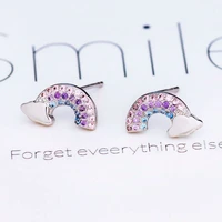colorful cloud studs earrings rainbow rhinestones cloud shape charms pendant earrings fashion lightweight jewelry for women