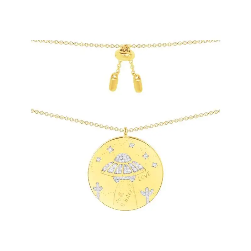 Космический корабль Планета Звезда диск ожерелье для женщин новые 925