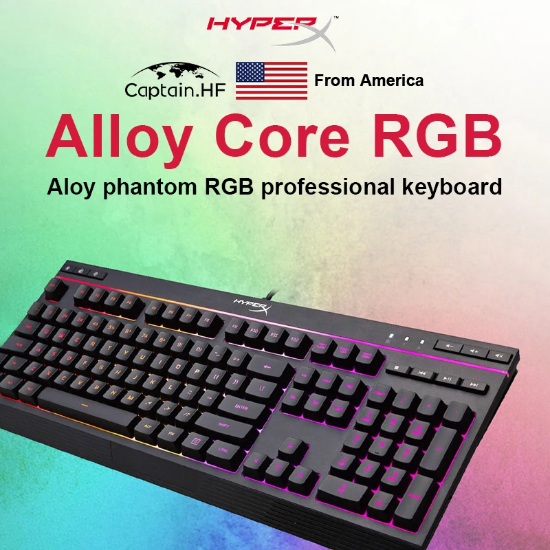 US Captain Hyper X Alloy Core RGB Membrane Gaming Keyboard  Radiant Light Bar and Smooth, Dynamic RGB Lighting Effects