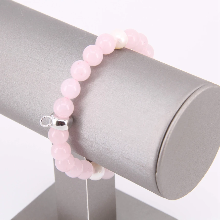 Томас 8 мм розовый кварцевый кристалл Браслеты с бисером шармом романтический