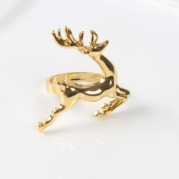 

12pcs/lot Zinc Alloy Gold Elk Napkin Buckle Ring Christmas Table Deer Napkin Rings Holder for Dinning Table Parties Everyday