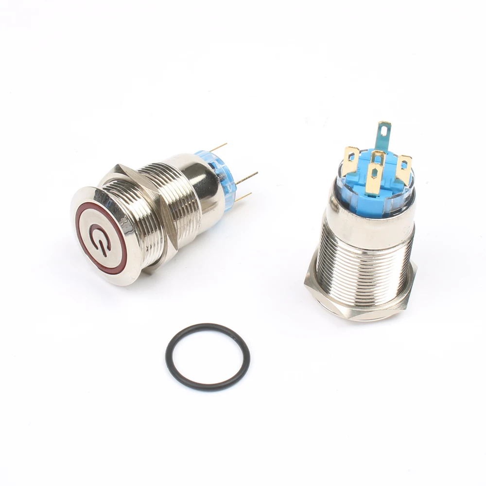 Металлический блок питания 19 мм латунный кнопочный переключатель Плоская