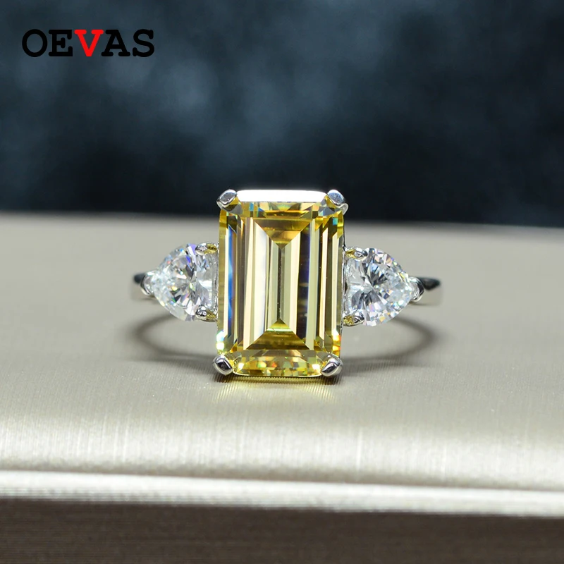 

OEVAS 7 Carats High Carbon Diamond Sparkling Zircon Wedding Rings For Women Top Quality 100% 925 Sterling Silver Party Jewelry