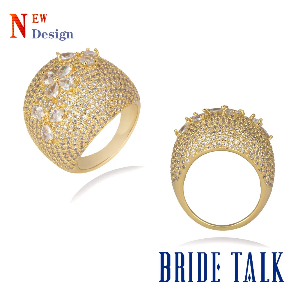 Роскошное большое кольцо невесты с микро покрытием из кубического циркония CZ