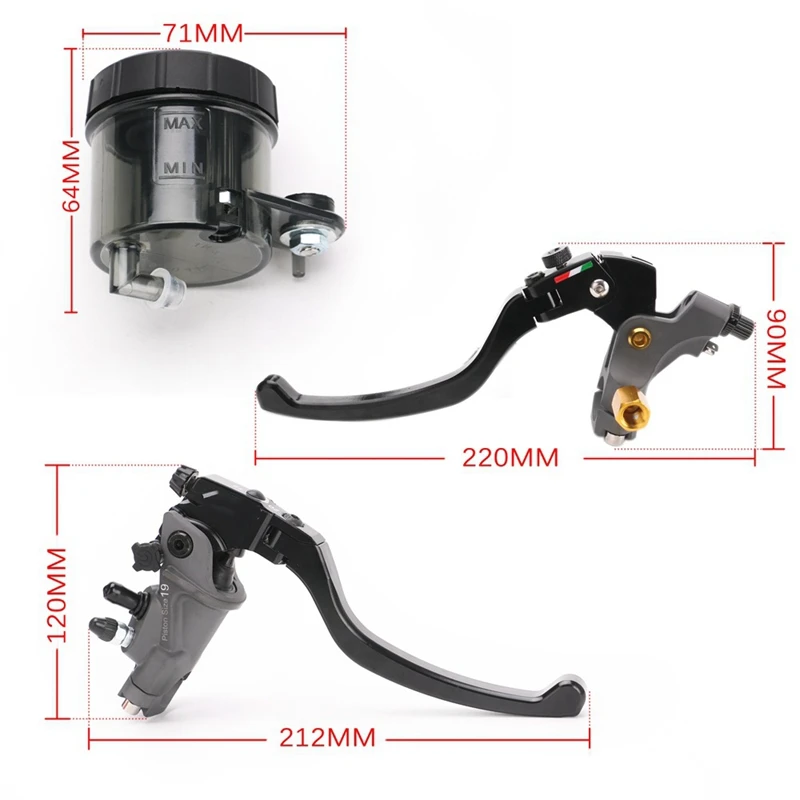 

Universal Motorcycle Brake Master Cylinder Cable Clutch Levers Hydraulic Pump 18-22 mm for Honda Yamaha Kawasaki Suzuki