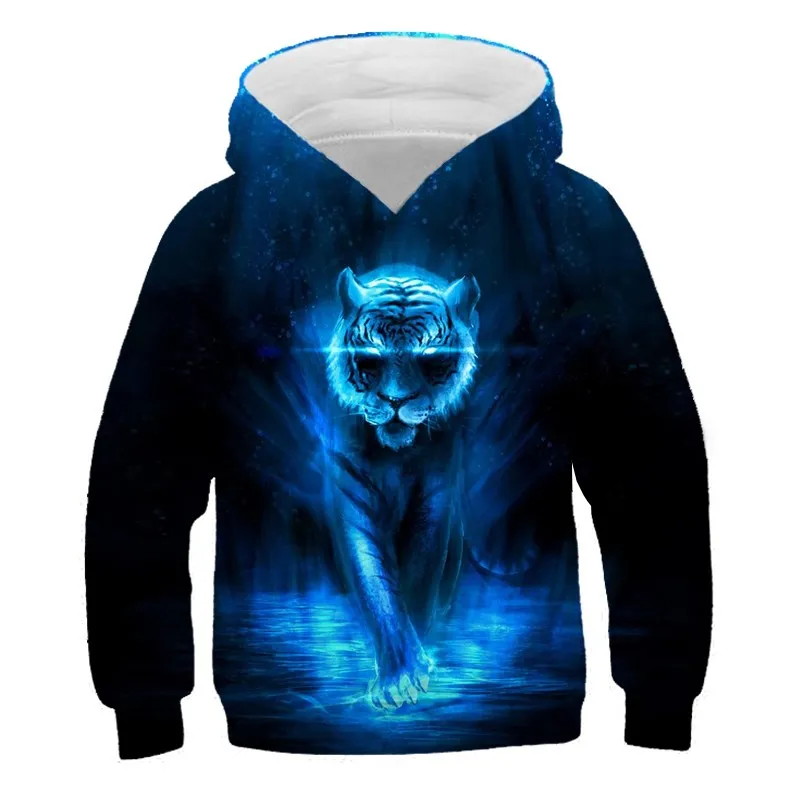 

Красивые блестящие толстовки с длинным рукавом с изображением тигра, модная повседневная толстовка с изображением животного, крутая Одежд...