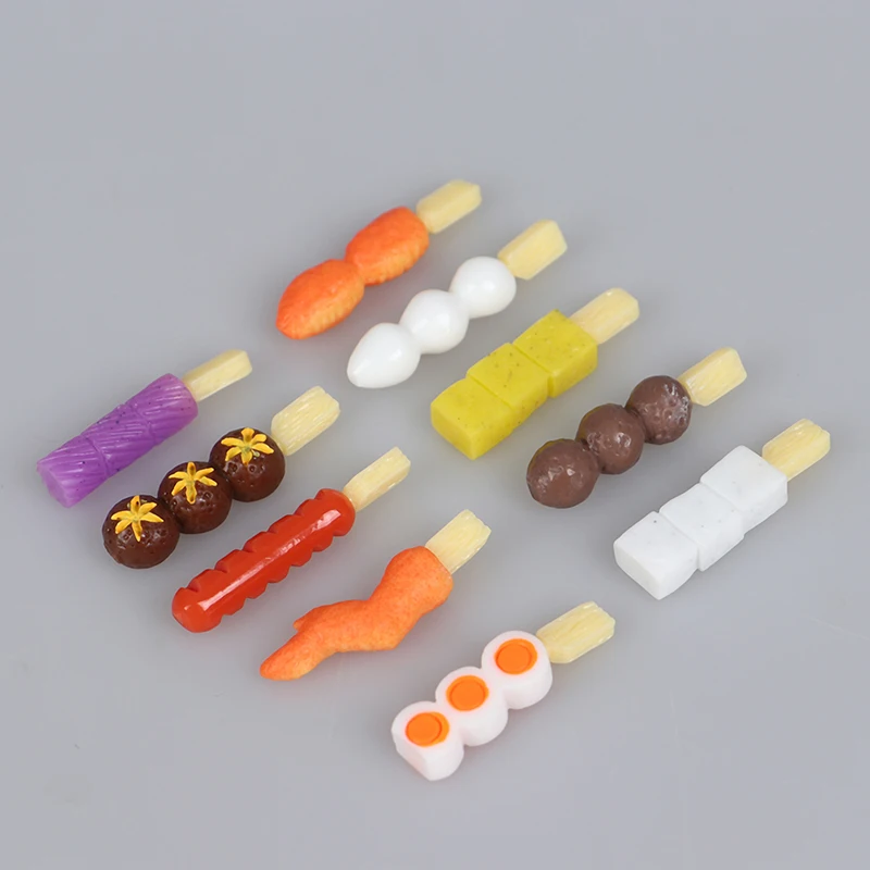 

5pcs 1:12 Dollhouse Miniature Simulation BBQ Skewer Mini Cute Food Accessories For Doll house Decor Kids Kitchen Play Toy Random