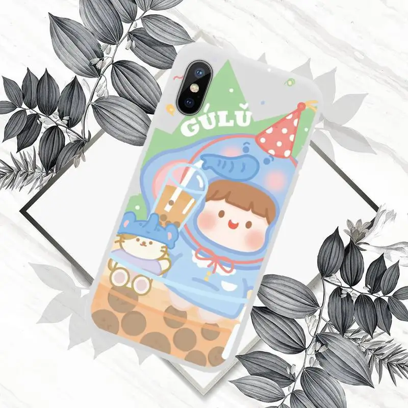 

Cute painting cartoon Phone Case White Candy Color for iPhone 11 12 mini pro XS MAX 8 7 6 6S Plus X SE 2020 XR