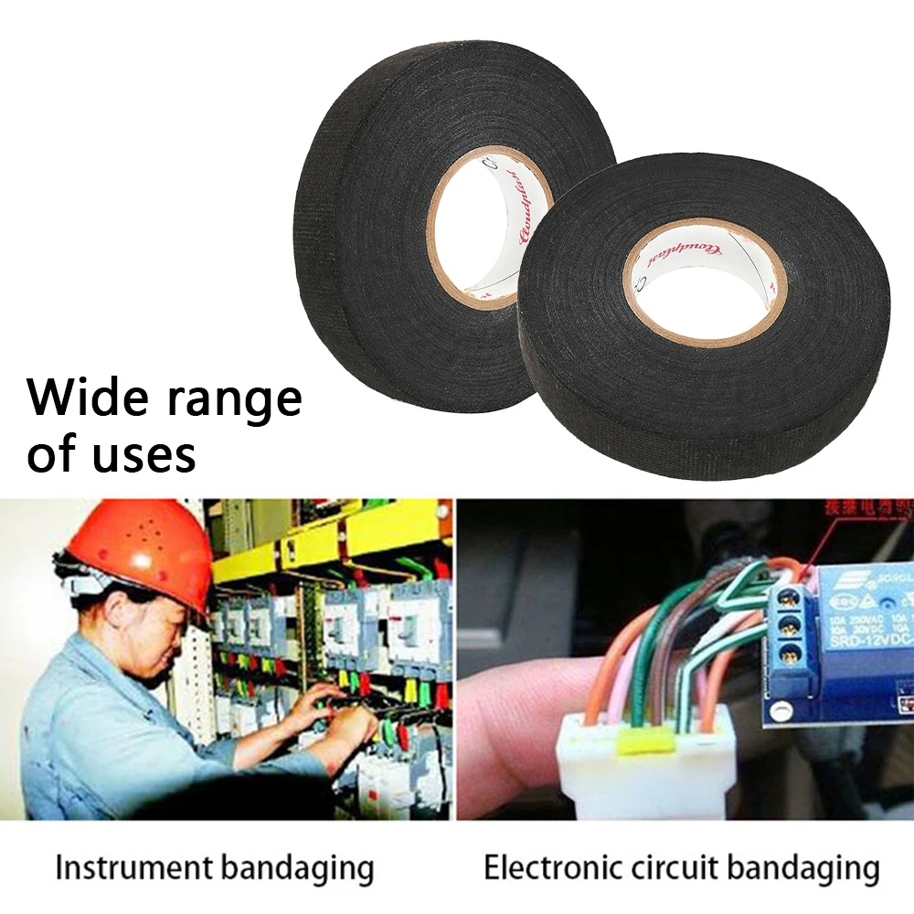 

10 pcs 25m Length Coroplast Adhesive Cloth Tape for Cable Harness Wiring Loom Width 19mm