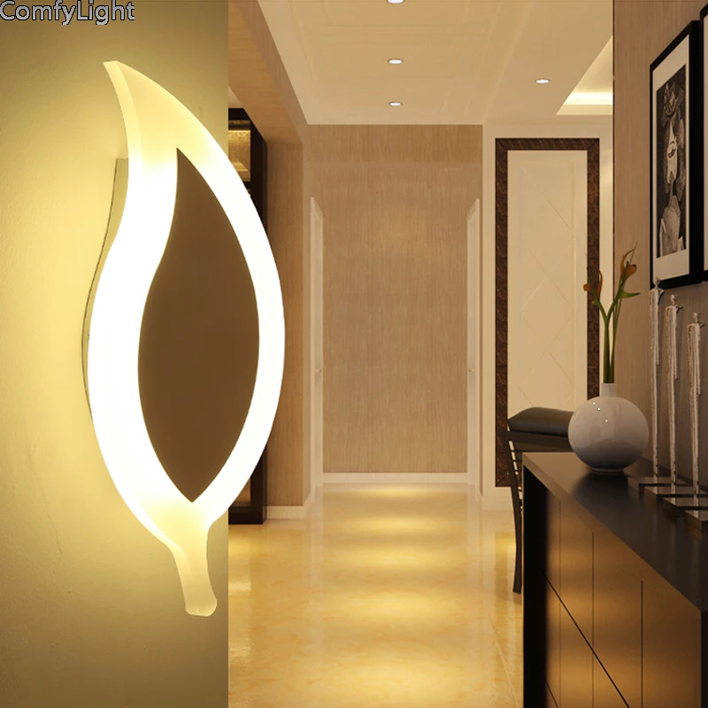 Offerte Lampada Da Parete Nordica Foglia Camera Dei Bambini Luce Comodino LED Soggiorno Loft Interno Illuminazione Decor Illuminazione Portico Acrilico Lanterne Corridoio