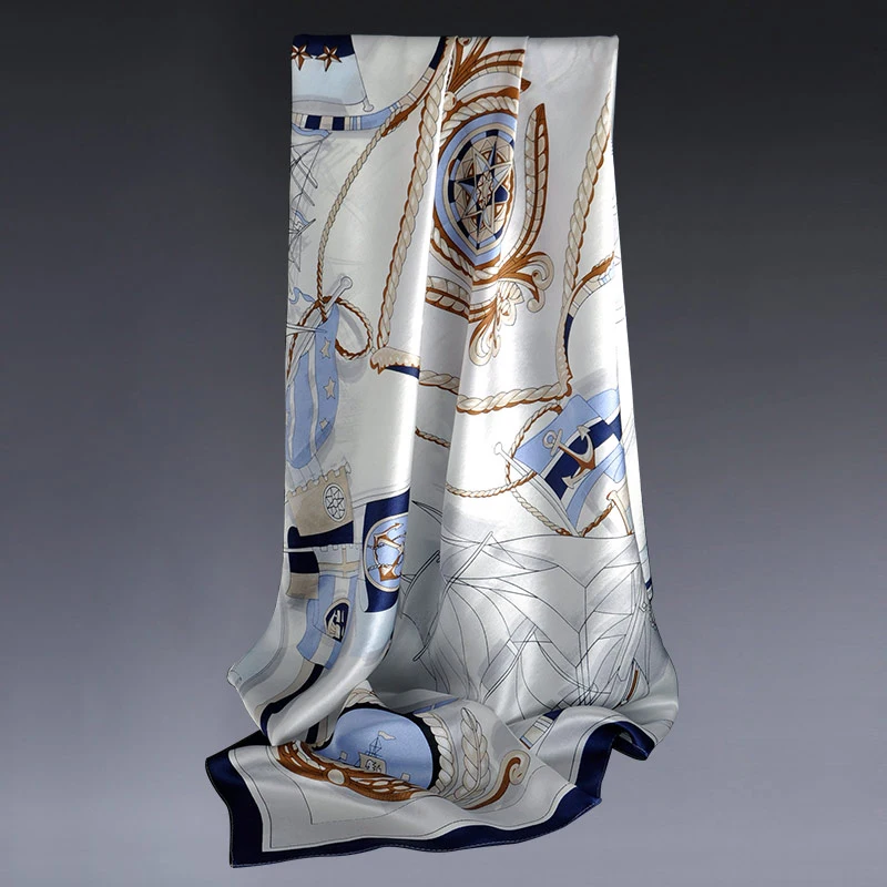 100% натуральный шелк квадратный шарф Для женщин чистый с рисунком бандана шали