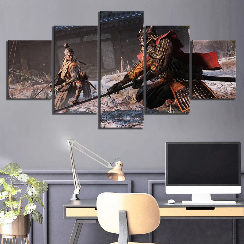

No Framed 5 Panel Sekiro Shadows Die Twice Samurai Game Wall Art Canvas Posters Pictures Paintings Home Decor for Living Room