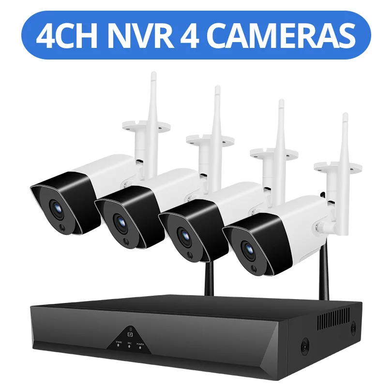 4CH NVR 4 Cameras Weтранс аудио система камеры наблюдения 1080P 8CH беспроводной ночного видения домашней безопасности wi-fi-камера для использования на улице 4CH cctv комплект - Цвет: 4CH NVR 4 Cameras