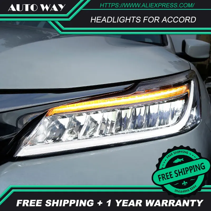 Автомобильный Стайлинг чехол для передней фары Honda Accord 2016 2017 светодиодный