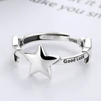 fanru s925 sterling silver ring vintage constellation lucky star goodluck couple ring resizable wedding gift fine s925 jewelry