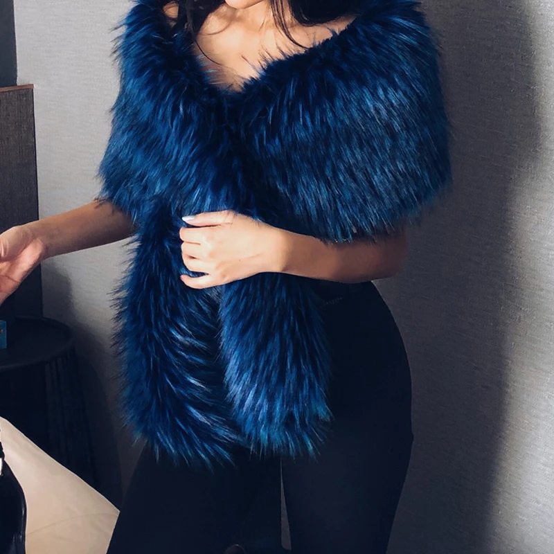 Женская шаль из искусственного меха теплый плюшевый шарф для свадебной