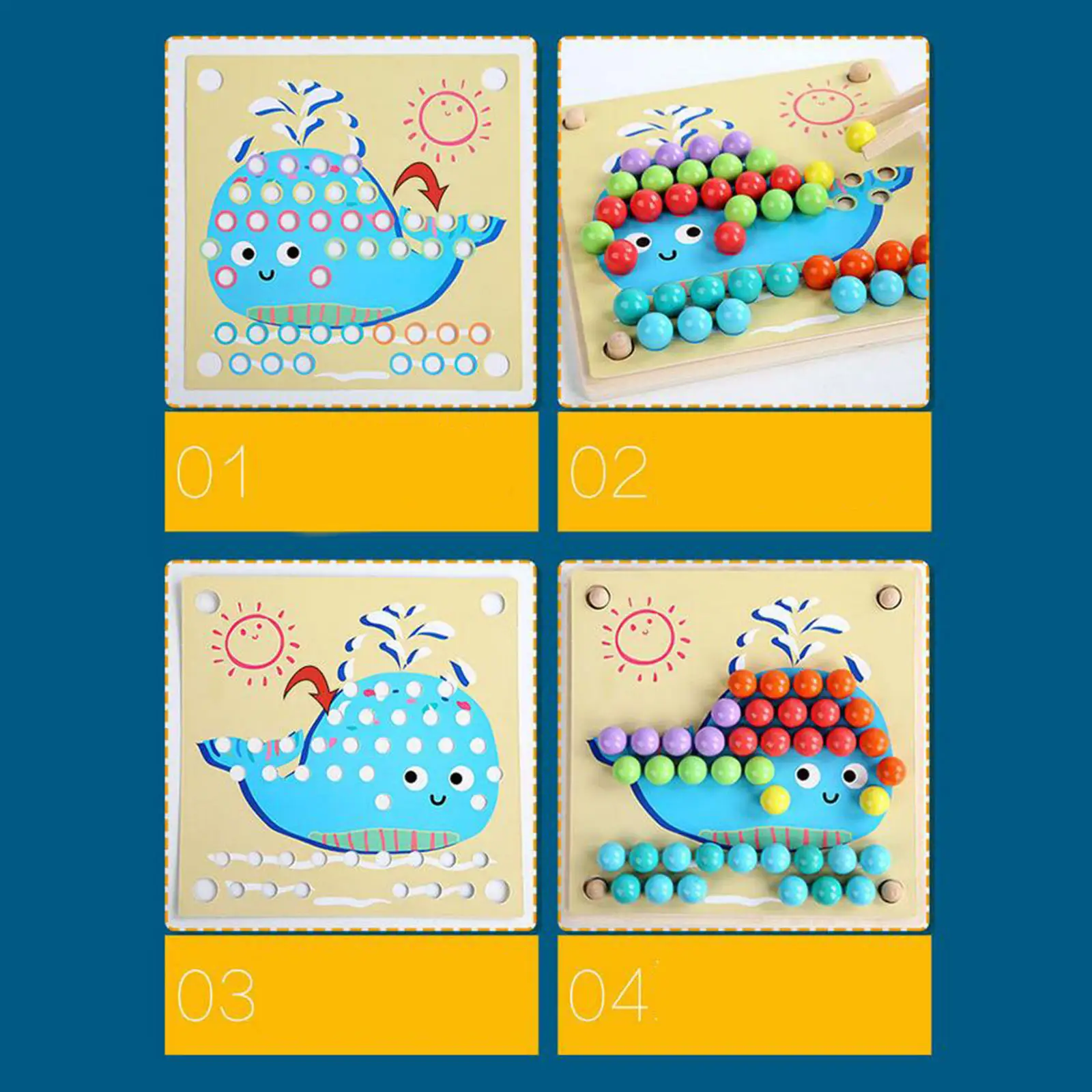 

Puzzle Wooden Beads Game Board Educational Learning Preschool Toddler Toys