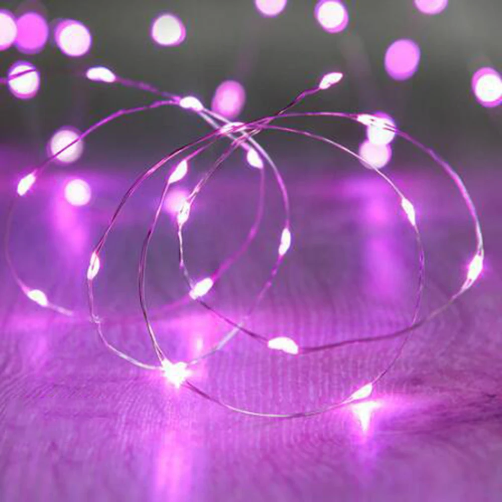 Светодиодный светильник из медной проволоки на кнопках 3 метра вечерние