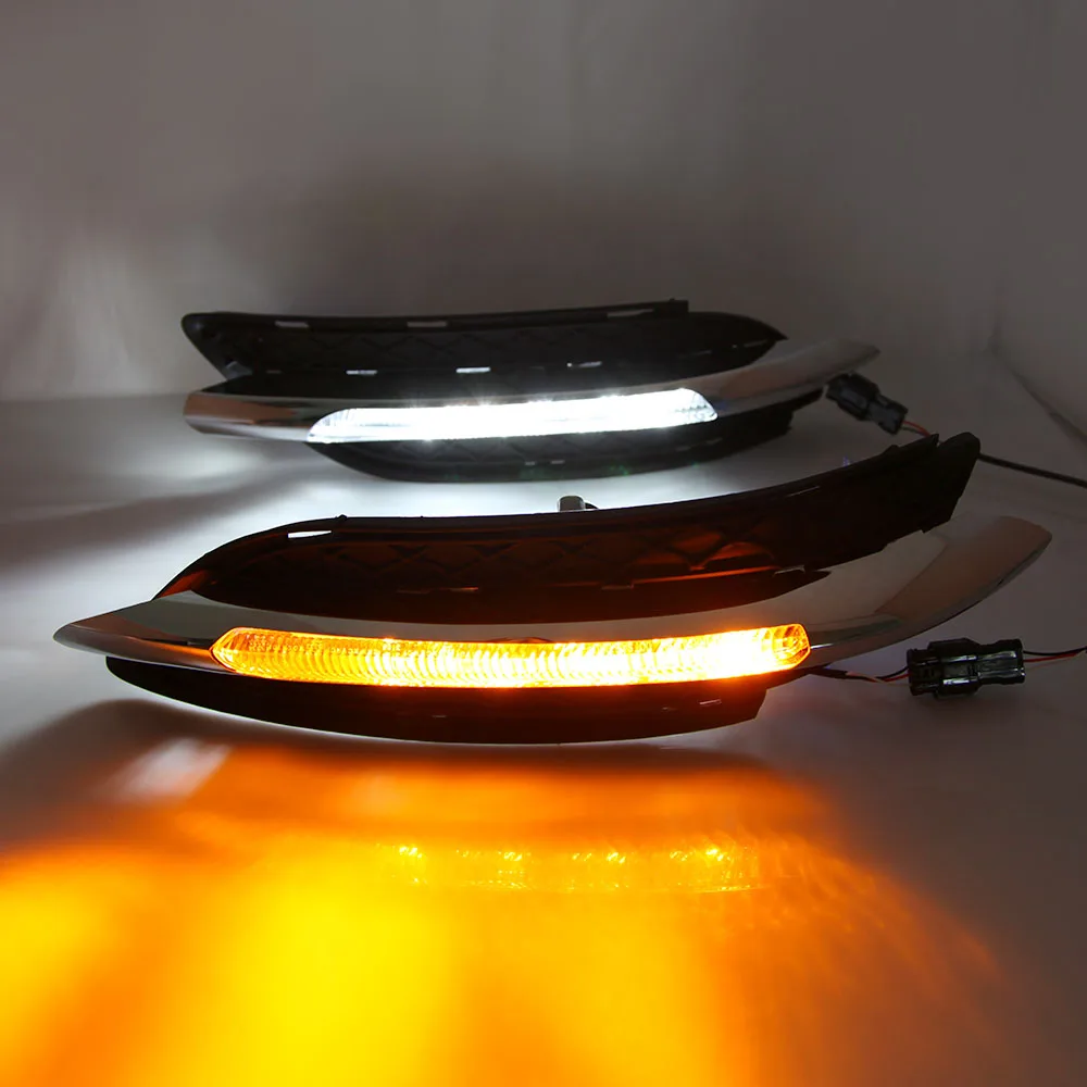 

LED DRL Daytime Running Light for Mercedes-benz B-ClassW246 B180 B200 11-14year 2-color steering Nikon daily line Driving Lights