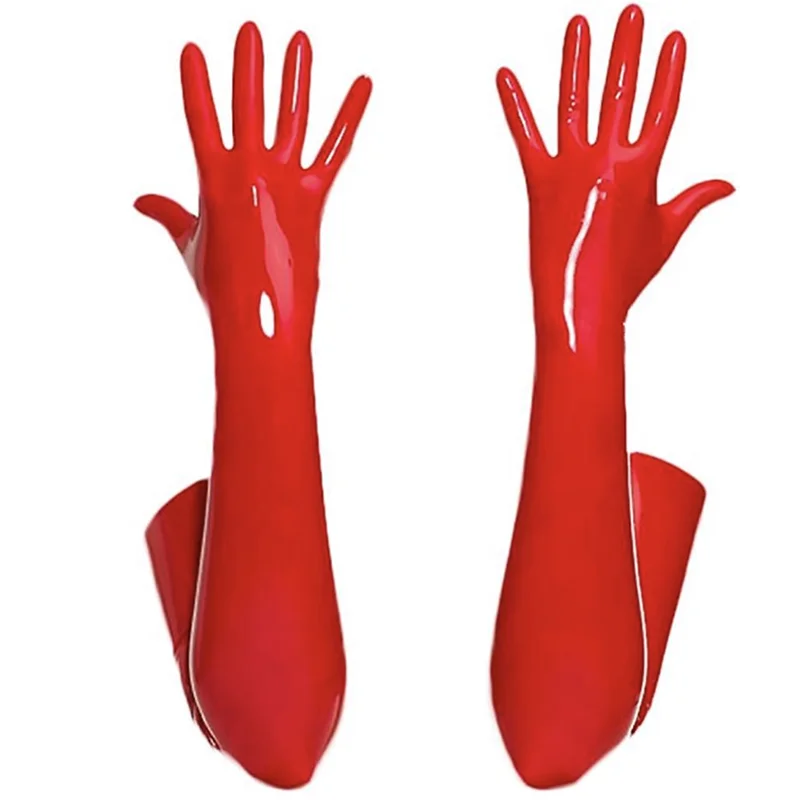 Sexy Women Faux Leather Gloves PVC Shiny Latex Long Gloves Punk Mitten Party Clubwear Cosplay Stage Costume Accessories  - buy with discount