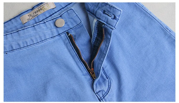 Strech Рваные джинсы Для женщин Брюки зауженные выше колена с большими отверстиями