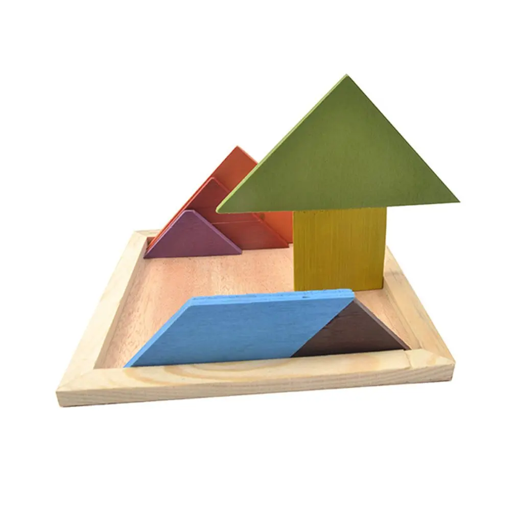 Tangram деревянный цвет Diy головоломки строительные блоки игрушки детские