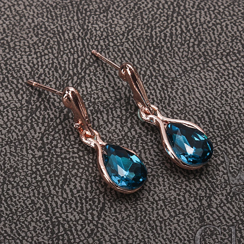 Набор украшений с голубыми кристаллами и каплями стразы ожерелье серьги цепочка