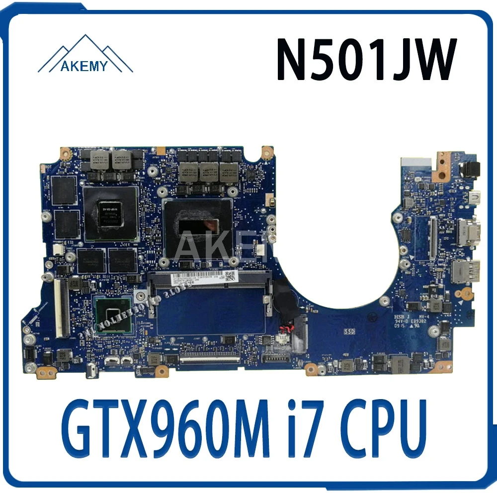 

N501JW Motherboard GTX960M i7 For Asus UX501J UX50J UX50JW N501J FX60J laptop Motherboard N501JW Mainboard N501JW Motherboard