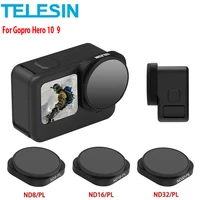 telesin 3pcs nd8pl nd16pl nd32pl lens filter 2 in 1 for gopro 9 10 polarizer filter aluminium alloy frame for gopro hero 9 10