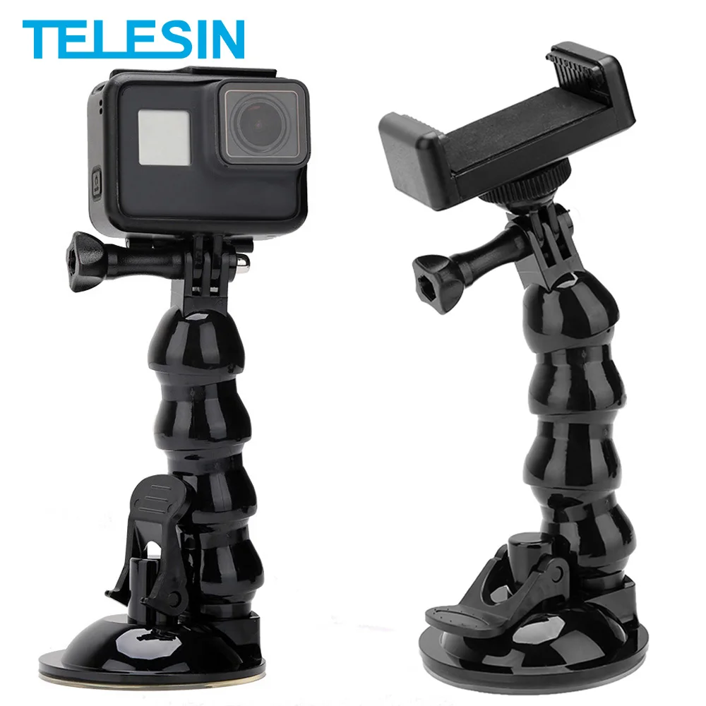 

TELESIN Car Suction Cup Window Glass Mount Flexible Holder for GoPro 10 9 8 7 6 5 Insta360 Osmo Action SJCAM EKEN Smartphone