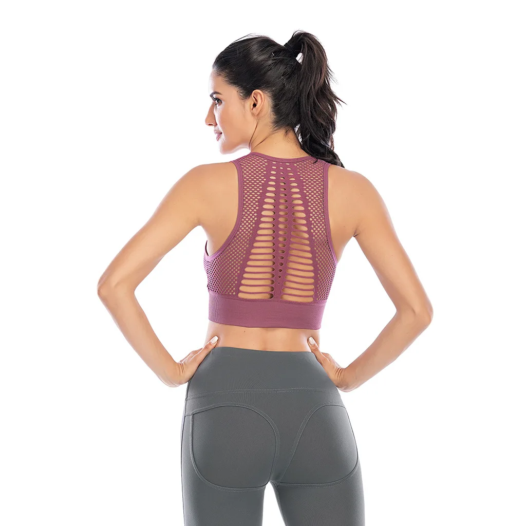 

Sports Bra Woman High Impact Yoga Underwear Sexy Seamless Push Up Padded Sportswear Stretchy Nylon Tank Tops Gym Equipments