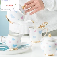 1pc nordic luxury love porcelain teapot tea tray sugar pot milk jug coffee mug cup saucer set wedding gift
