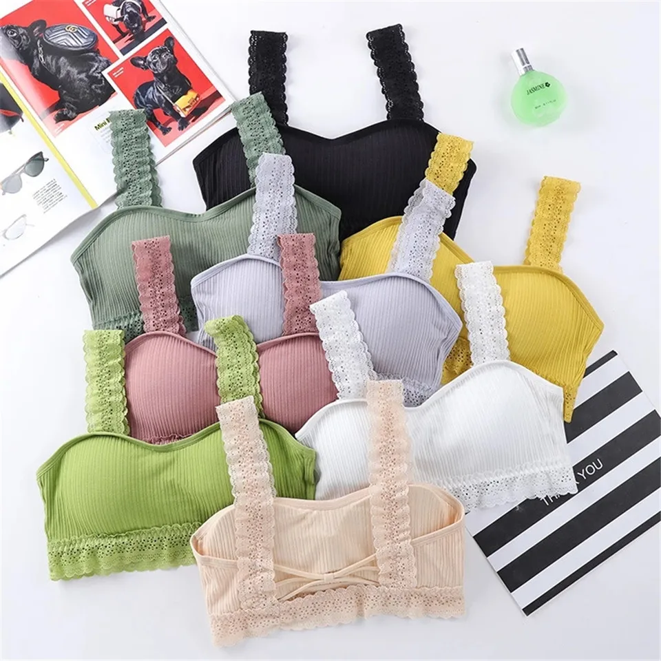 

Lace Bra Women Underwear Padded Backless Crop Top Fashion Ladies Tube Bra Comfortable Bralette Sexy Lingerie Breathable One Size