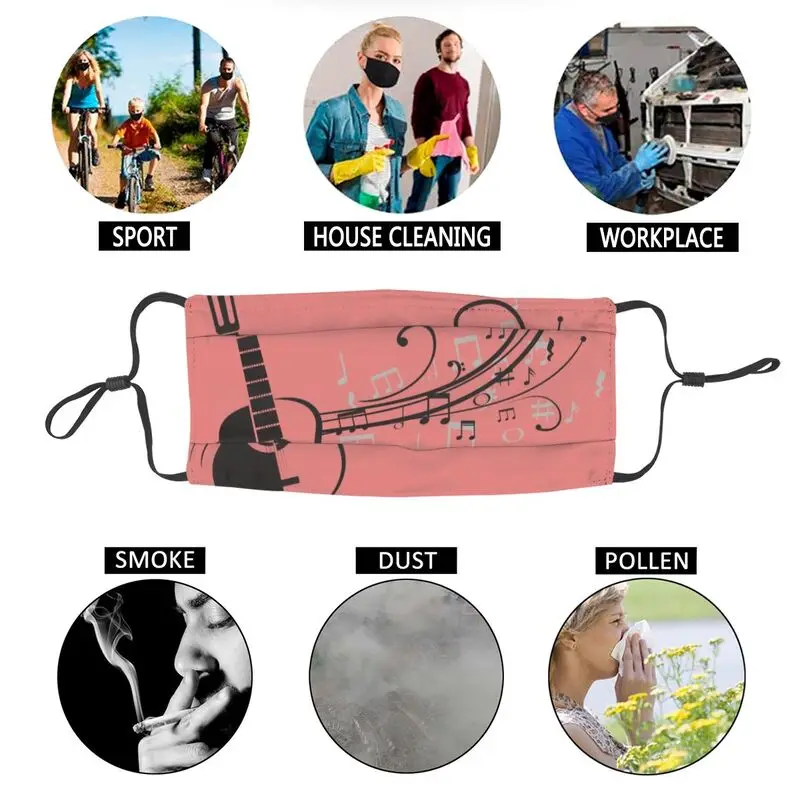 

Music Over Love Adjustable Face Mask Unisex Adult Musical Notes Anti Dust Protection Cover Respirator Mouth-Muffle